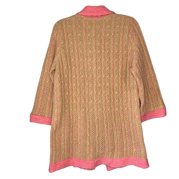 Vintage Oilily wool blend neon‎ pink/yellow cableknit cardigan sweater. Size S - Picture 3 of 12